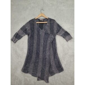 Soft Surroundings Women's Knit Striped Wrap Sweater S/M Gray Casual‎ Bohemian